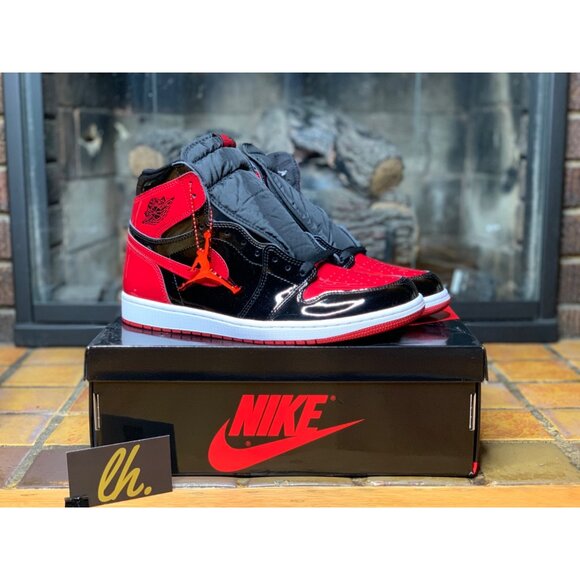 Size 10 Air Jordan 1 Retro High OG “Patent Bred” Athletic Basketball Sneakers 55 - Picture 4 of 6